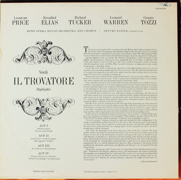 Verdi - Rome Opera House Orchestra– Il Trovatore Highlights - Görsel 3