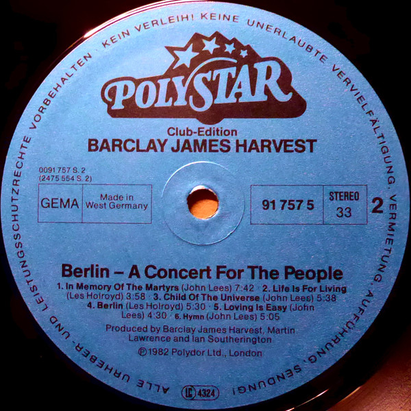 Barclay James Harvest – Berlin (A Concert For The People) - Görsel 7