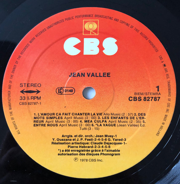Jean Vallée – L'Amour Ça Fait Chanter La Vie - Görsel 4