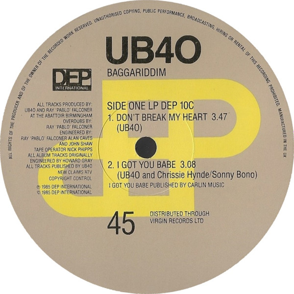UB40 – Baggariddim 2 45 RPM - Görsel 6