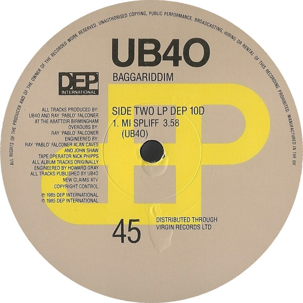 UB40 – Baggariddim 2 45 RPM - Görsel 7