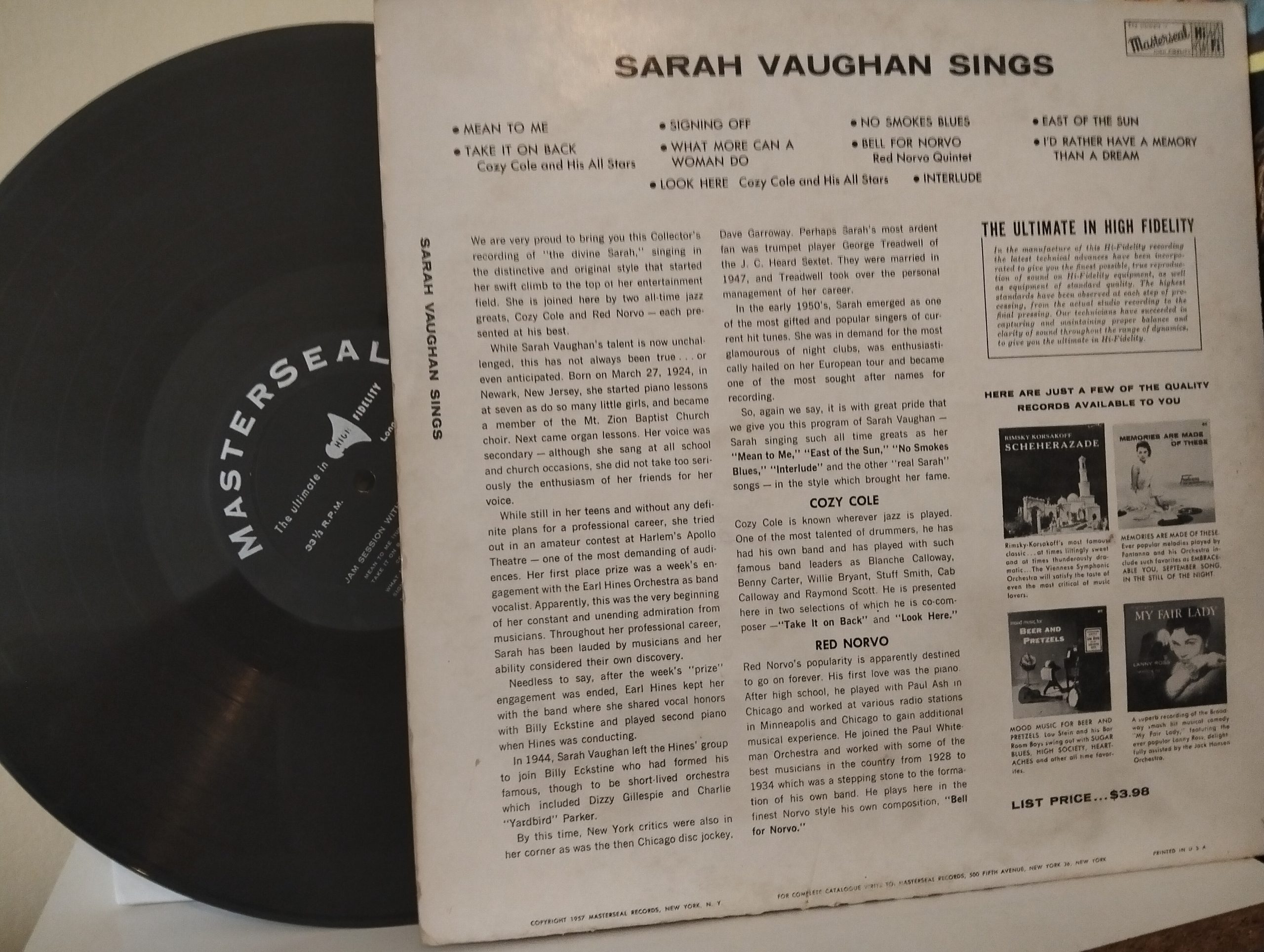 Sarah Vaughan – Sarah Vaughan Sings Sweet And Sultry - Görsel 2