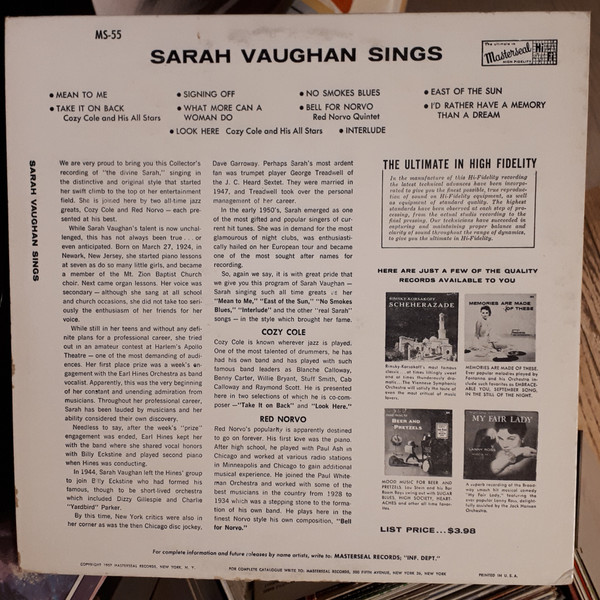 Sarah Vaughan – Sarah Vaughan Sings Sweet And Sultry - Görsel 3