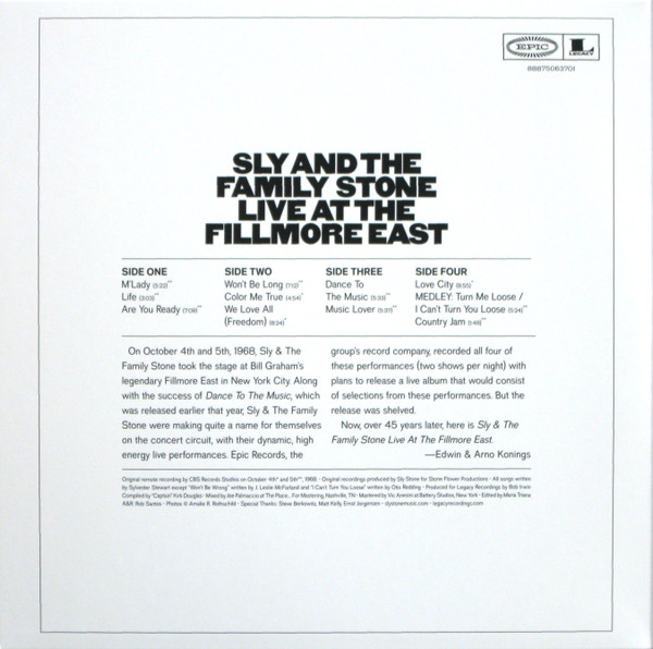 Sly And The Family Stone – Live At The Fillmore East 2 LP - Görsel 3