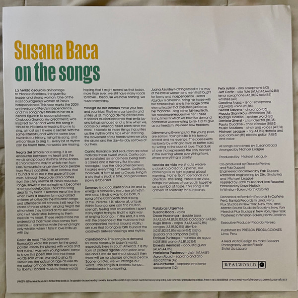 Susana Baca – Palabras Urgentes Plak - Görsel 5
