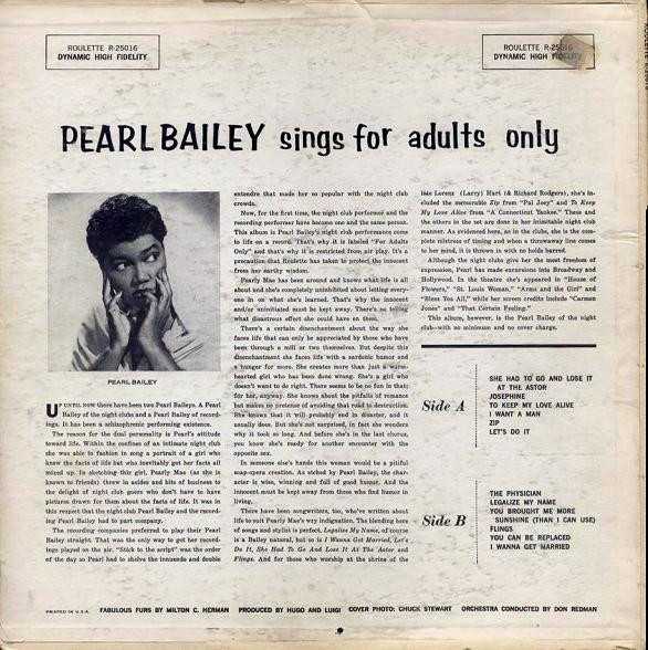 Pearl Bailey – Pearl Bailey Sings For Adults Only Plak - Görsel 2