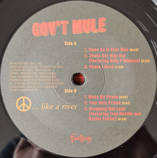 Gov't Mule – Peace...Like A River Plak - Görsel 8