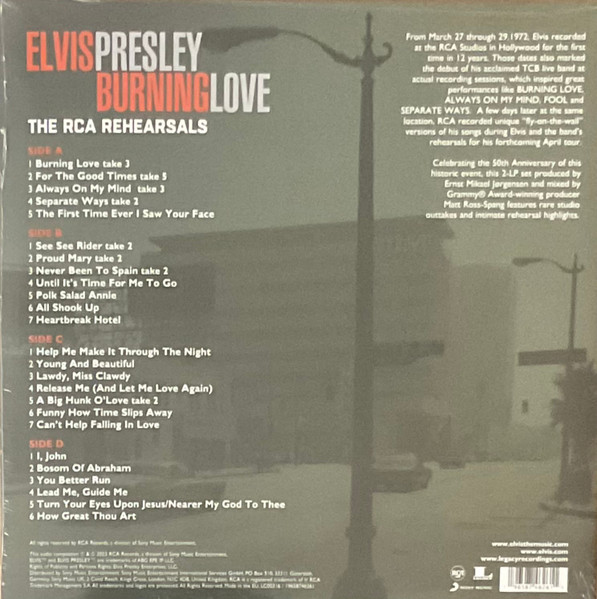 Elvis Presley – Burning Love (The RCA Rehearsals) 2 Plak - Görsel 2