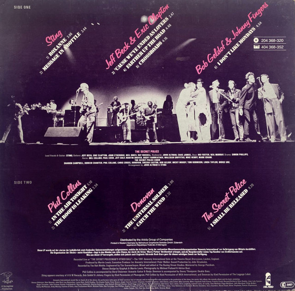 Sting - Clapton – The Secret Policeman's Concert Plak - Görsel 2